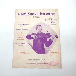Vintage Sheet Music 1940 A Love Story Intermezzo Piano Vocal United Artists